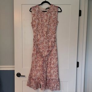 Lauren Ralph Lauren Pink Floral Sleeveless Midi Dress